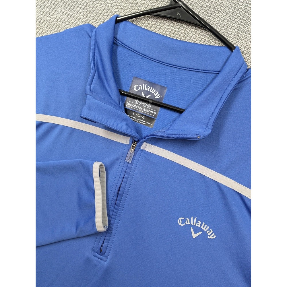 Callaway Weather Series Pullover Mens Large Blue 1/4 Zip Golf Stretch Layer